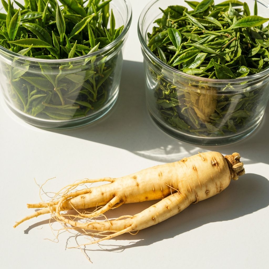 Dried herbs and botanical ingredients in glass containers